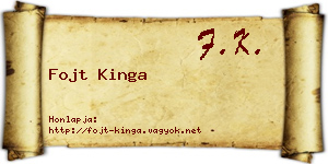 Fojt Kinga névjegykártya